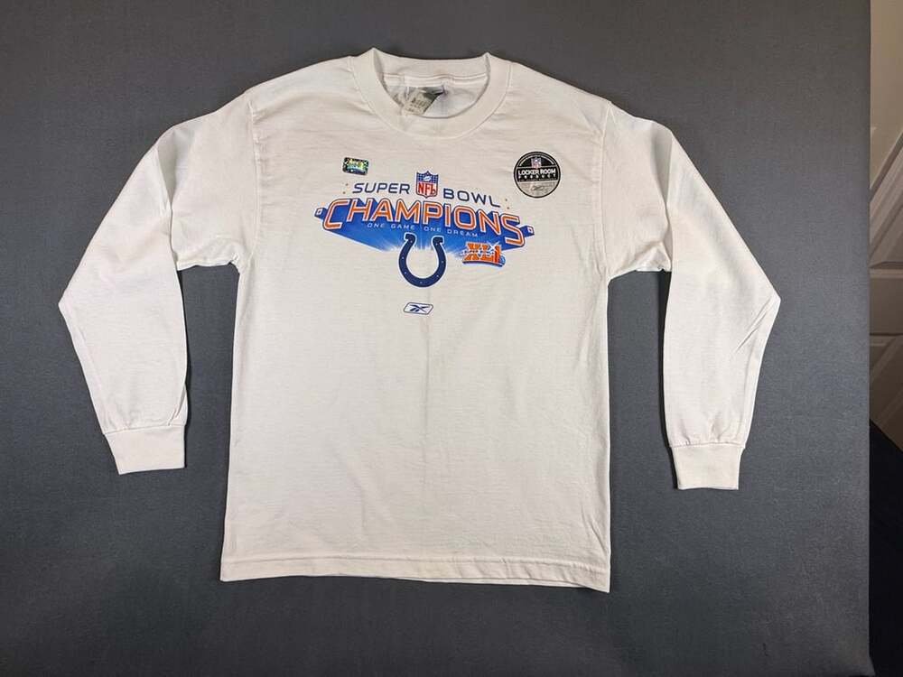 Reebok Indianapolis Colts Super Bowl XLI Champions Long Sleeve White T-Shirt L